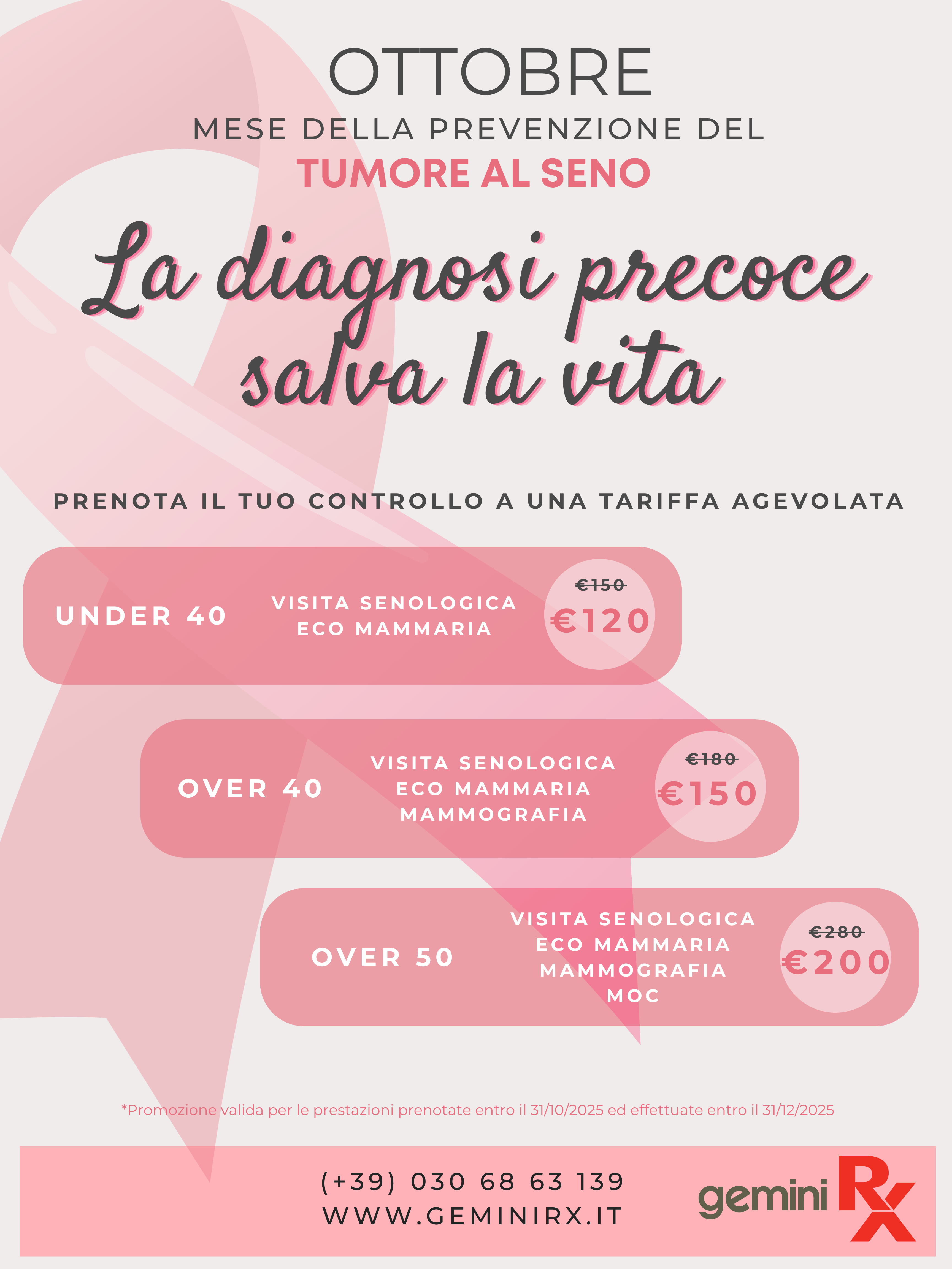 Ottobre mese della prevenzione tumore al seno - Diagnosi precoce salva la vita